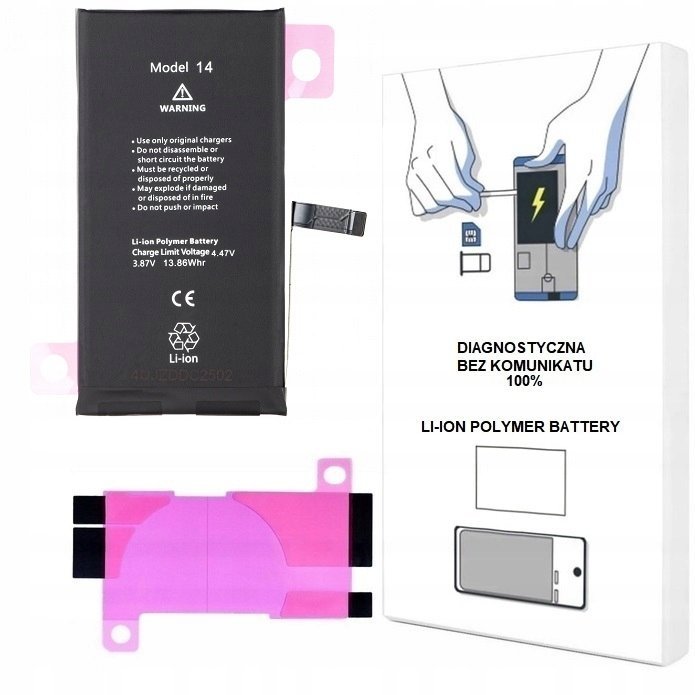 BATERIA DO iPHONE 14 3279 mAh DIAGNOSTYCZNA BEZ KOMUNIKATU ŚWIEŻA 100%