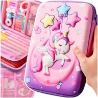 Piórniki - Piórnik Szkolny Róż Jednorożec 3D Organizer Na Kredki Tablet Do Szkoły 3W1 - miniaturka - grafika 1