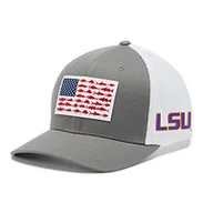 Czapki damskie - Columbia Unisex Clg Pfg siatka ryba flaga czapka kulkowa CLG PFG siatka ryba flaga czapka z daszkiem Lsu - Titanium L-XL - miniaturka - grafika 1