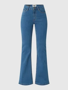 Spodnie damskie - Jeansy o rozkloszowanym kroju z wysokim stanem i bawełną ekologiczną - grafika 1