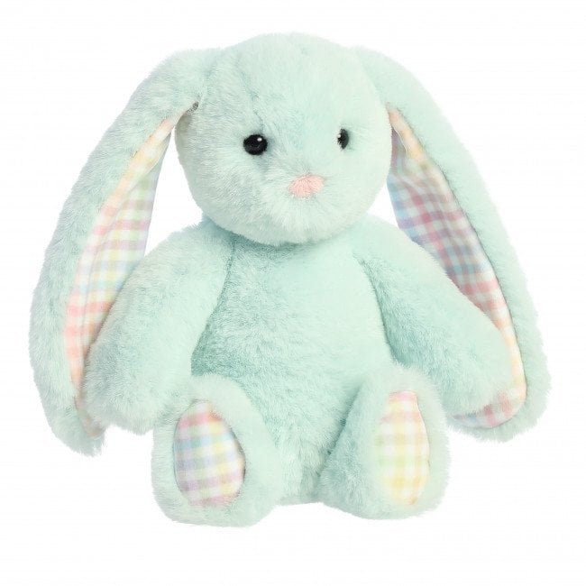 AURORA Rainbow Gingham Bunnies Plush Mint Bunny, 18 cm