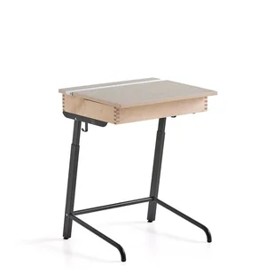 Ławka szkolna AXIOM, dźwiękochłonne linoleum, antracyt/szary - Meble do szkół i przedszkoli - miniaturka - grafika 1