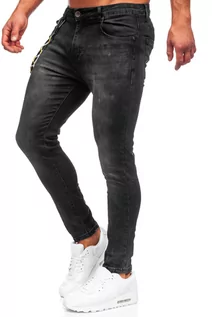 Spodnie męskie - Czarne spodnie jeansowe męskie regular fit Denley TF098 - grafika 1