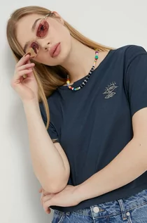 Koszulki sportowe damskie - Rip Curl t-shirt bawełniany kolor granatowy - grafika 1