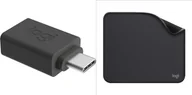 Adaptery i przejściówki - Adapter USB Logitech USB-C - USB Czarny 956-000005 + Studio Series - GRAPHITE 956-000049 - miniaturka - grafika 1