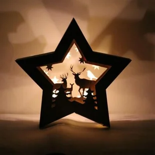 Drewniana gwiazda 10 LED 24 x 4,9 x 24 cm szara - Ozdoby bożonarodzeniowe - miniaturka - grafika 1