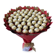 Zestawy upominkowe - Prezent na 50 urodziny, słodki bukiet ze słodyczy Ferrero Rocher (50 sztuk cukierków) - miniaturka - grafika 1