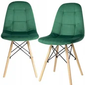 Krzesła - Krzesło Tapicerowane Welurowe Pikowane Styl Skandynawski Do Jadalni Kuchni - miniaturka - grafika 1