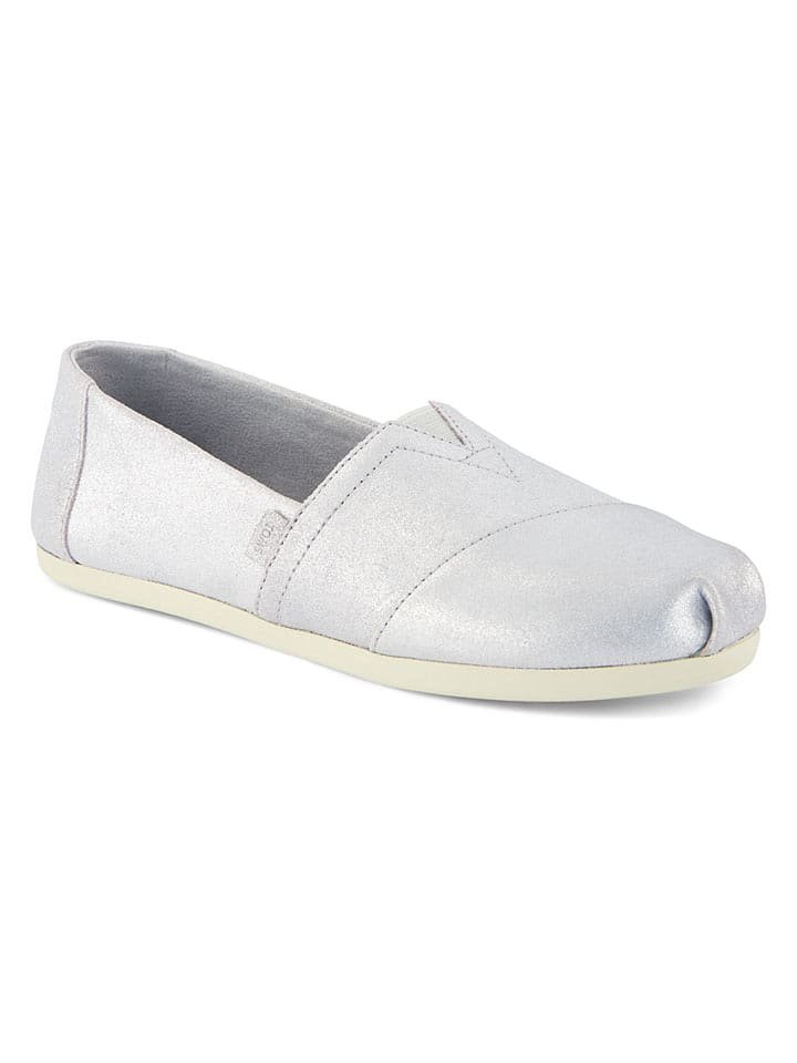 TOMS Skórzane slippersy w kolorze srebrnym