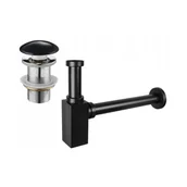 Korki do umywalek - Mexen półsyfon umywalkowy kwadratowy z korkiem ceramicznym klik-klak, bez przelewu, czarny - miniaturka - grafika 1