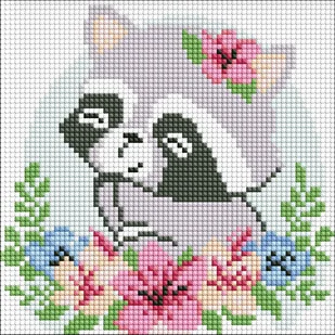 IDEYKA Zestaw do mozaiki diamentowej BEZ RAMY. "Kwiatowy szop" z  kryształkami AB 20x20cm AMC7884 - Zabawki kreatywne - miniaturka - grafika 1