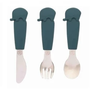 ECORASCALS Zestaw sztućców słonik TEAL - Kubki dla dzieci - miniaturka - grafika 1