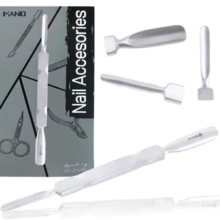 Radełko dwustronne kopytko dłutko pusher ostre do stylizacji skórek manicure pedicure salon SPA stal nierdzewna srebrne - Akcesoria do paznokci - miniaturka - grafika 1