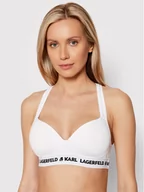 Koszulki sportowe damskie - KARL LAGERFELD Biustonosz top Logo 211W2109 Biały - miniaturka - grafika 1