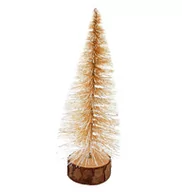 Ozdoby bożonarodzeniowe - Choinka Sztuczna Na Pniu Z Brokatem 15Cm Złota - miniaturka - grafika 1