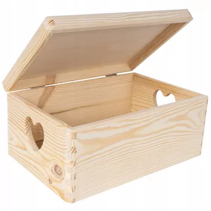 Pudełko drewniane skrzynka z uchwytami 30x20x14 cm - Pudełka i szkatułki - miniaturka - grafika 1