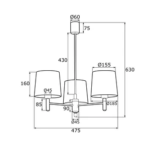 Żyrandol Polo Plus, 3-punktowy, mosiądz/creme - Lampy sufitowe - miniaturka - grafika 4