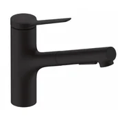 Baterie kuchenne - HANSGROHE 74820670 Zesis M33 Jednouchwytowa bateria kuchenna 150, metalowa wyciągana wylewka, 2jet, Czarny Matowy - miniaturka - grafika 1