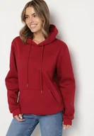 Bluzy męskie - Bordowa Bluza z Kapturem i Kangurkową Kieszenią Envila - miniaturka - grafika 1