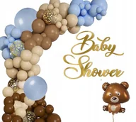 Baby shower i roczek - BALONY ŁUK dekoracje MIŚ baner BABY SHOWER ZŁOTY - miniaturka - grafika 1