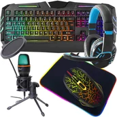 Zestawy myszka + klawiatura - Zestaw gamingowy klawiatura podświetlana FURY SPITFIRE mysz mata RGB słuchawki mikrofon - miniaturka - grafika 1