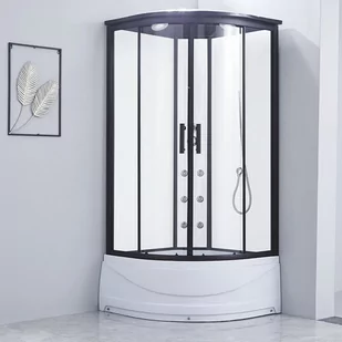 Kabina prysznicowa z hydromasażem wysoki brodzik biała 90x90 MO-09902W - Kabiny z hydromasażem - miniaturka - grafika 1