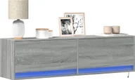Szafki RTV - vidaXL Ścienna szafka TV z LED, szary dąb sonoma, 140x31x38 cm - miniaturka - grafika 1