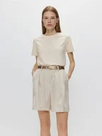 Spodenki damskie - Reserved - Szorty z lnem - beżowy - miniaturka - grafika 1