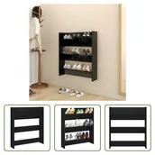 Szafki na buty - The Living Store Naścienna szafka na buty czarna 80x18x90 cm materiał drewnopochodny - miniaturka - grafika 1