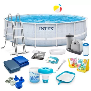 Basen ogrodowy stelażowy INTEX 488x122 zestaw czyszczący 18w1 26746 - Baseny ogrodowe - miniaturka - grafika 1