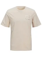 Koszulki męskie - Jack & Jones Koszulka w kolorze beżowym - miniaturka - grafika 1