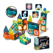 Tory, garaże, parkingi - WOOPIE Klocki Magnetyczne Tor Kulkowy Świetlny 75 el. - miniaturka - grafika 1