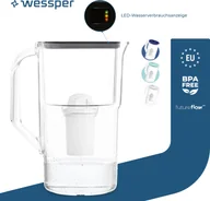 Karafki - Dzbanek filtrujący wodę Wessper 2,8 l z licznikiem LED Karafka filtrująca Classic kompatybilna z filtrem Brita Classic - czarny 11x filtrów w zestawie - miniaturka - grafika 1