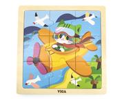 Puzzle - VIGA Poręczne Drewniane Puzzle Samolot 9 elementów - miniaturka - grafika 1
