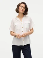 Koszule damskie - Vero Moda Koszula Bumpy 10310139 Biały Regular Fit - miniaturka - grafika 1