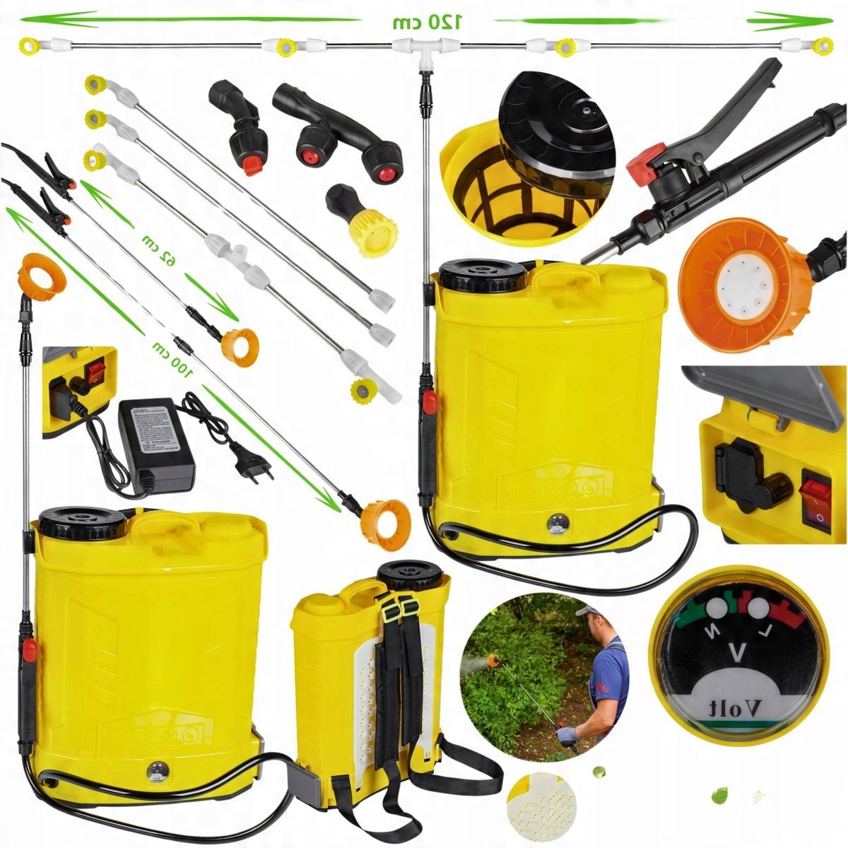 Opryskiwacz Akumulatorowy Plecakowy Elektryczny 12 Litrów Lance Ciśnieniowy