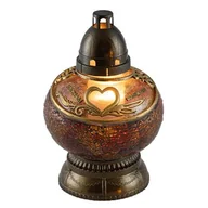 Lampiony i znicze - Znicz witraż Kulka serce brązowy - miniaturka - grafika 1