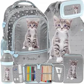 Plecaki szkolne i tornistry - Komplet 5w1 Koty Plecak Szkolny Do Podstawówki Kotek Do 1 Klasy Dziewczęcy - miniaturka - grafika 1