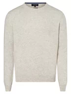 Swetry męskie - Andrew James - Sweter męski z czystego kaszmiru, beżowy|szary - miniaturka - grafika 1