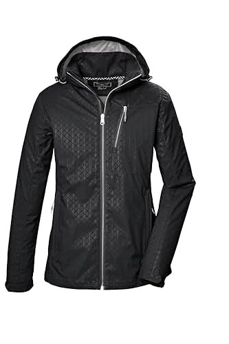 killtec KOS 121 WMN SFTSHLL JCKT GRPHIC kurtka damska typu softshell z odpinanym kapturem, czarna, 44, 42852-000