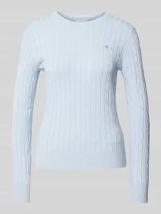Sweter z dzianiny z wyhaftowanym logo - Swetry damskie - miniaturka - grafika 1