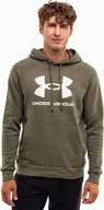 Bluzy męskie - Under Armour Bluza z kapturem kangurka męska Under Armour Rival Fleece Logo HD oliwkowa 1379758 390 L - miniaturka - grafika 1