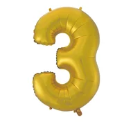 Balony i akcesoria - GoDan Balon foliowy cyfra 3 45&quot; złoty mat HS-C45ZM3 - miniaturka - grafika 1