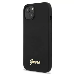Guess GUHMP13MLSLMGBK iPhone 13 6,1" black/czarny hardcase Silicone Script Gold Logo - Etui i futerały do telefonów - miniaturka - grafika 1