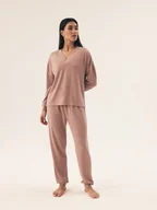 Dresy damskie - Komplet domowy damski Boar Henderson brudny róż L - miniaturka - grafika 1