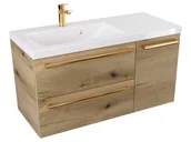 Szafki łazienkowe - Szafka Wisząca Z Umywalką ATHD 90 cm D Lewa - Dąb Evoke Coast Mat - Uchwyty Złote Polerowane - miniaturka - grafika 1