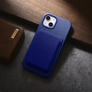 iCarer Litchi Premium Leather Case skórzane etui iPhone 14 magnetyczne z MagSafe ciemnoniebieski (WMI14220709-DB) - Etui i futerały do telefonów - miniaturka - grafika 18