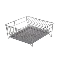 Suszarki do naczyń - Suszarka zlewozmywakowa kwadrat 32 cm srebrna z tacką - miniaturka - grafika 1