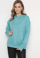 Bluzy damskie - Miętowa Bluza Kangurka z Kapturem i Szeroką Kieszenią Rihea - miniaturka - grafika 1