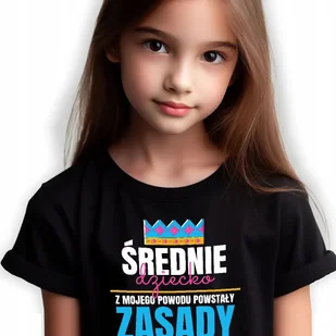 KOSZULKA Czarna Dziecięca ŚREDNIE Dziecko Śmieszny Wzór Twoje IMIĘ - 134 cm - Koszulki męskie - miniaturka - grafika 1